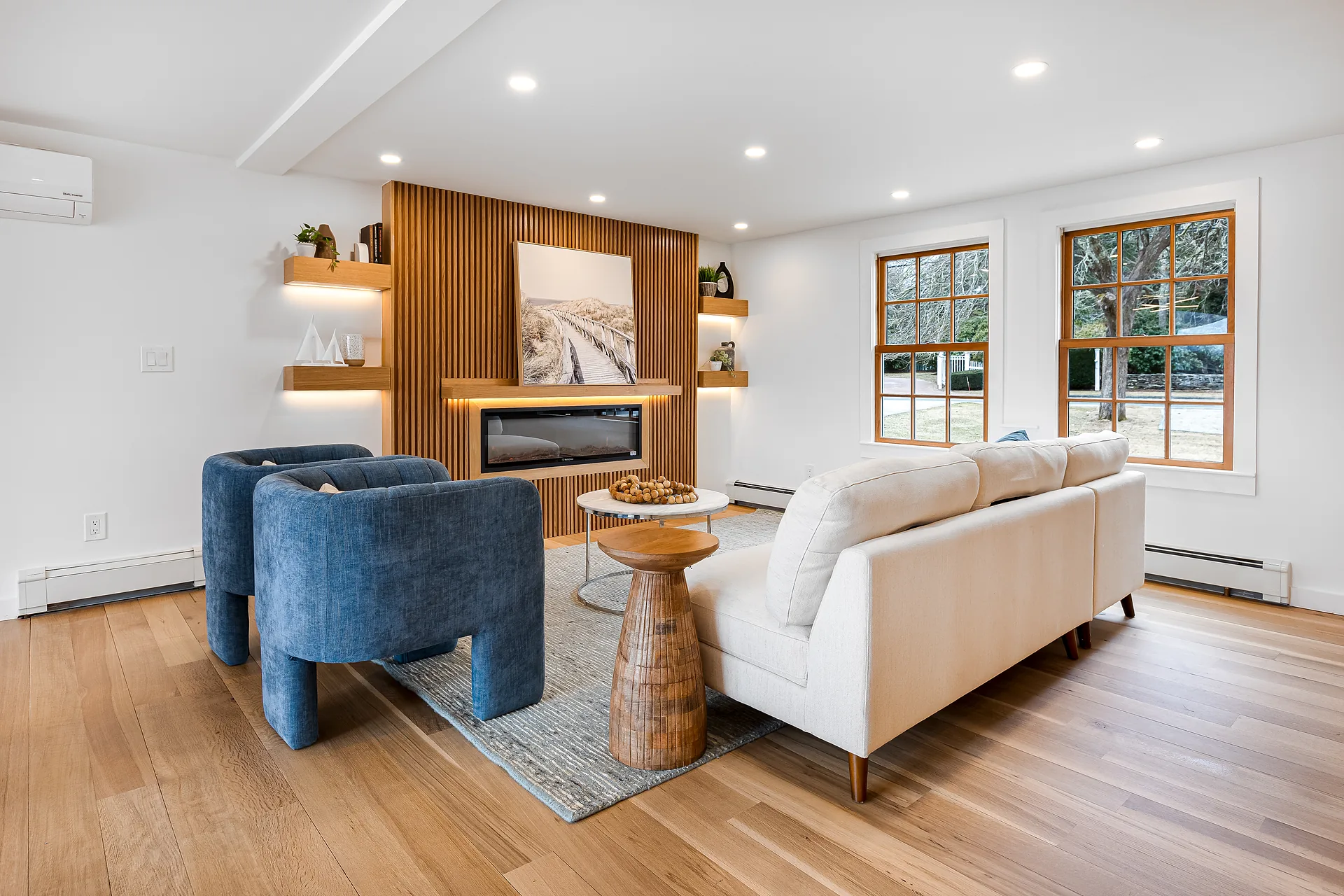 Custom built-in shelving and living room carpentry installed by Prospera Home Solutions in Utah